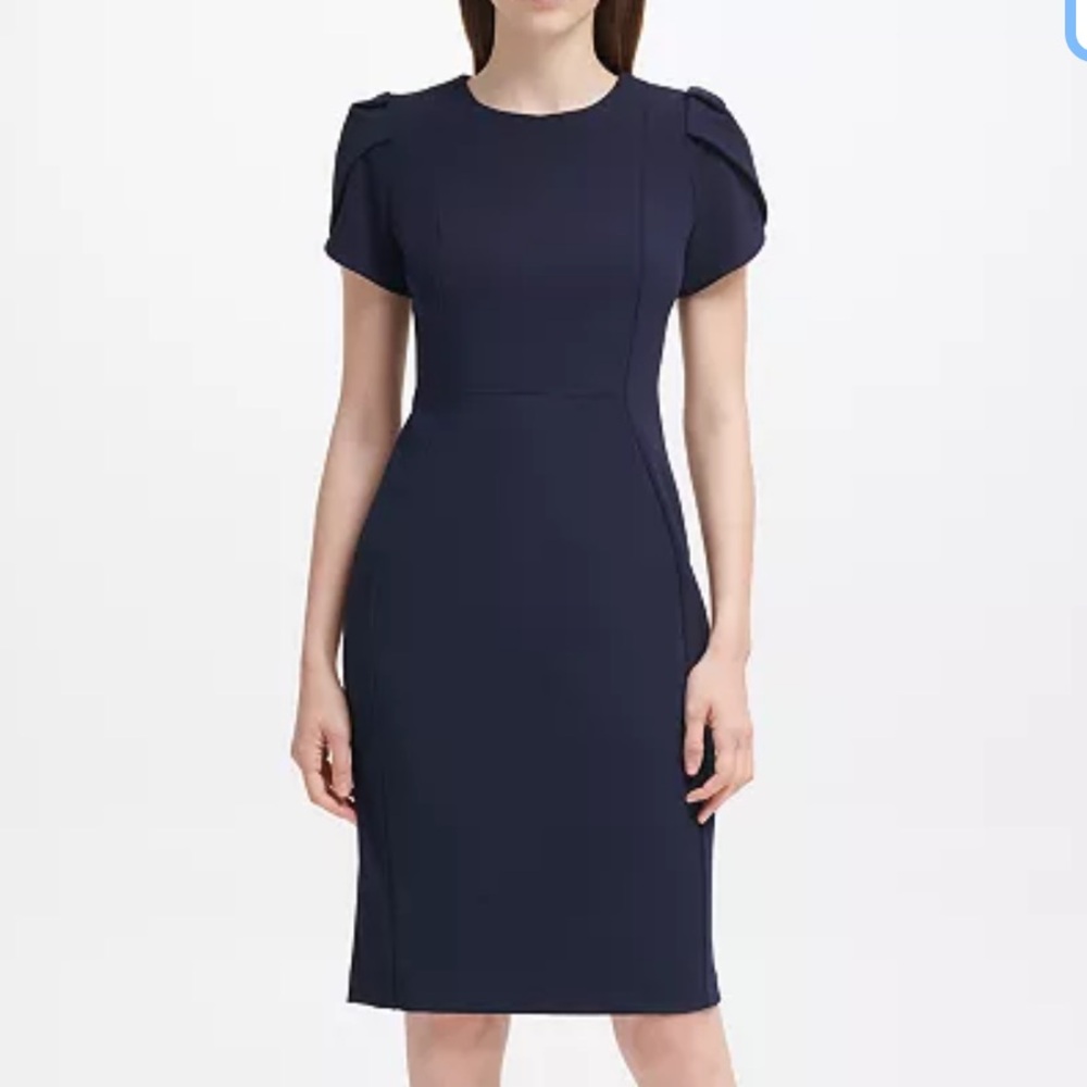 Calvin Klein Tulip-Sleeve Sheath Knee length Dress